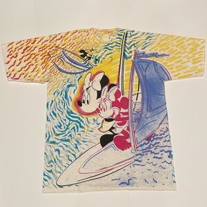 VINTAGE DISNEY MICKEY & MINNIE JERRY LEIGH SAILING SURF AOP T SHIRT (LARGE)